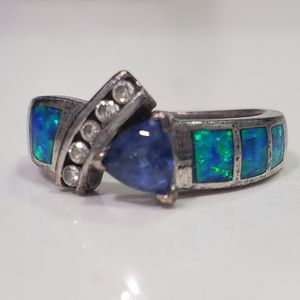 Sterling silver w purple and teal stones ring